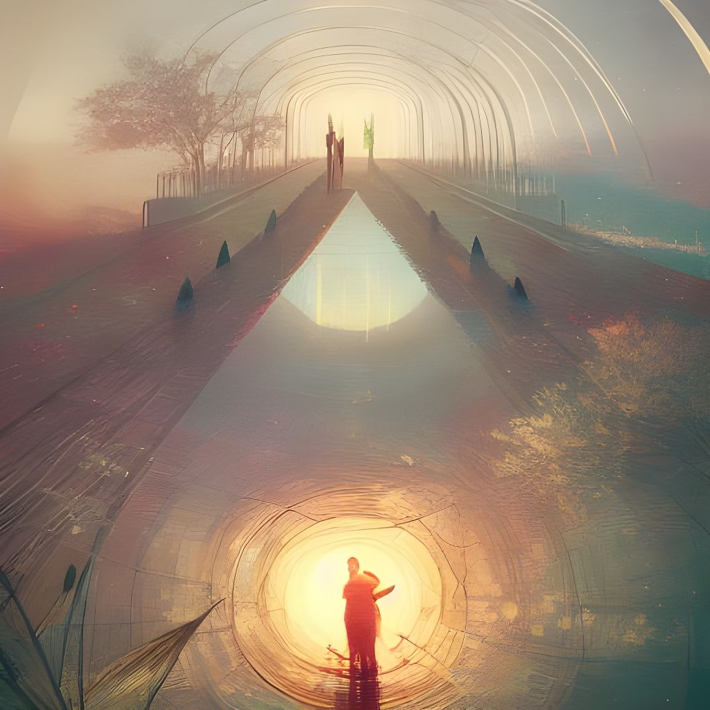 Surreal Geometric Bridge to the Future in Space Art