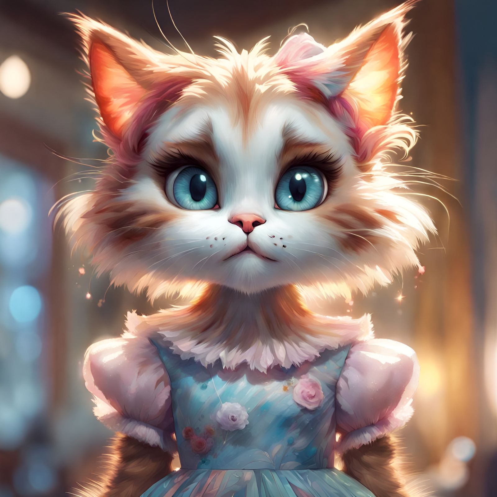 Adorable Cartoon Cat Portrait in Pixar Style