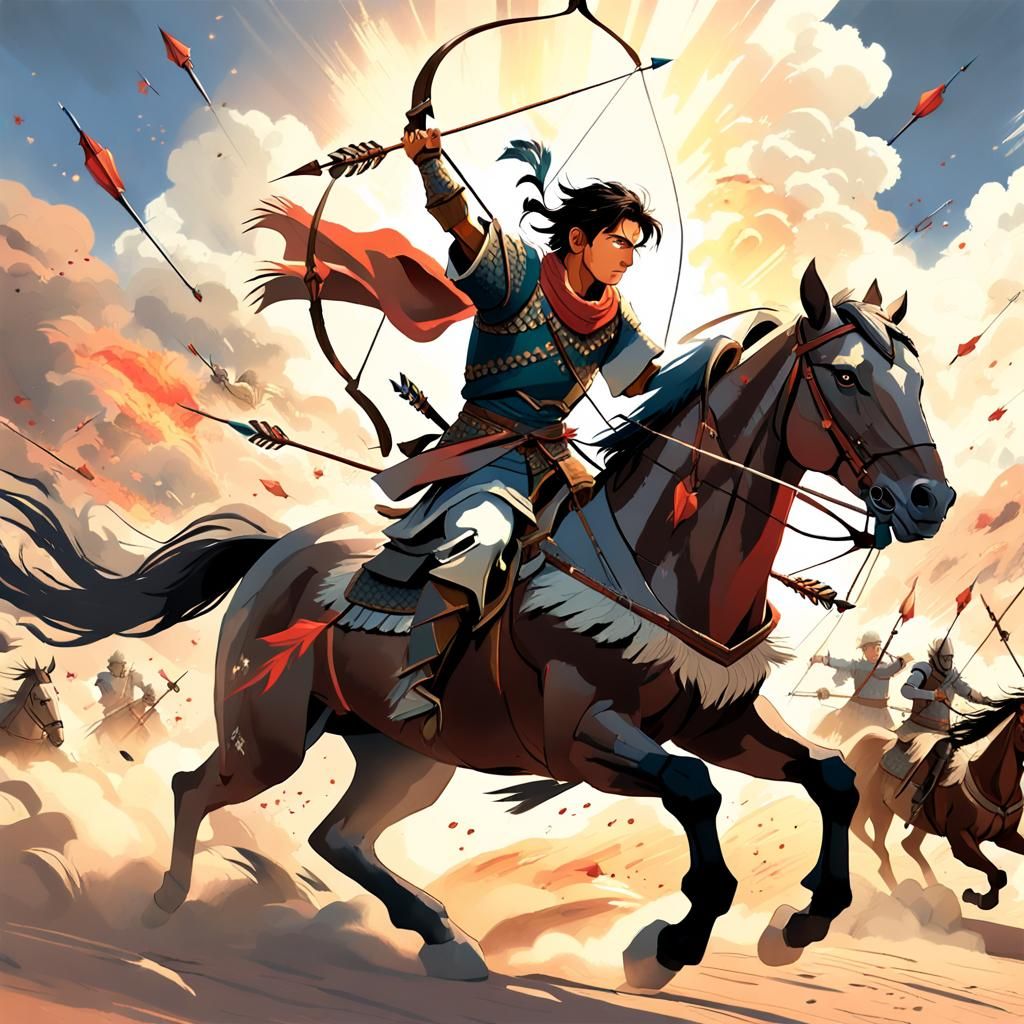 Indian Archer on Horseback in Epic Battle