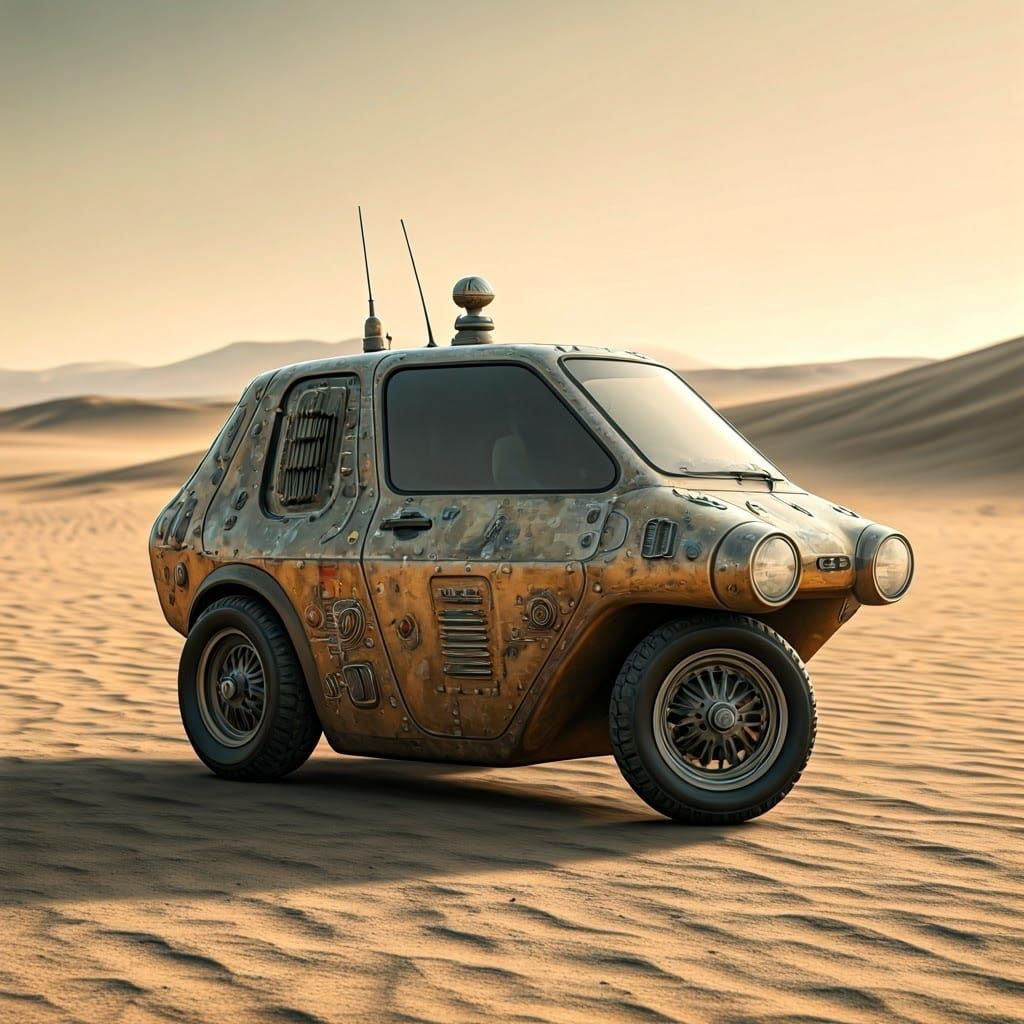 Biomechanical Sandhopper in Desert Landscape