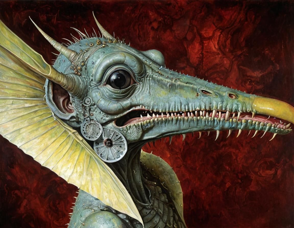 Ayahuasca Jabberwocky: Surreal Fantasy Painting