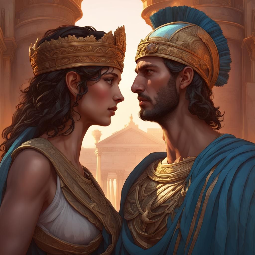 Zenobia and Aurelianus in Palmira: Hyperdetailed Portrait