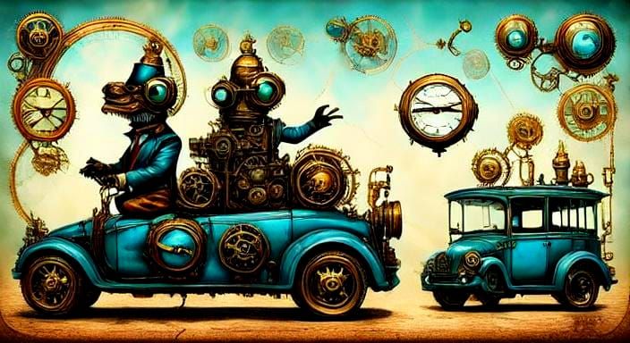 Steampunk Aliens in Clockwork Planet, Photorealistic