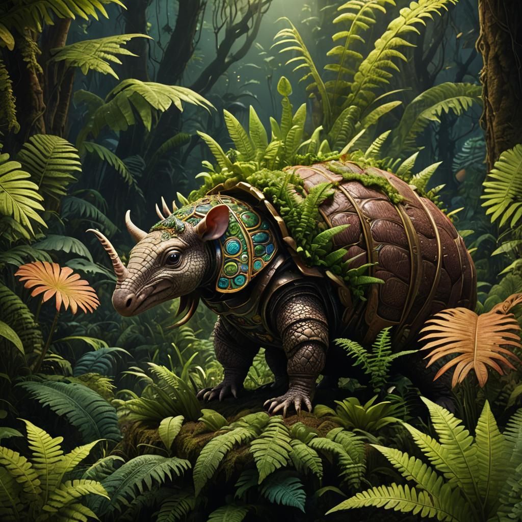 Armadillo Merges with Fern in Biomechanical Forest