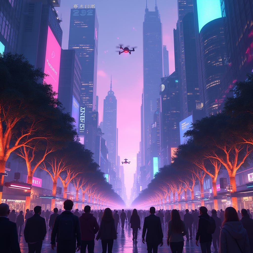 Surreal Futuristic City Unfolds at Infinity's Edge