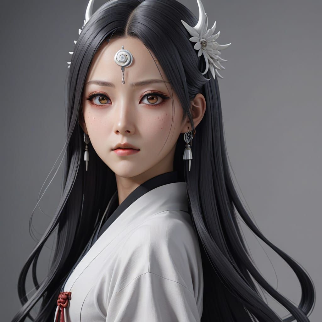 Surreal Anime Goddess with White Hair and Horns in Stunning ...