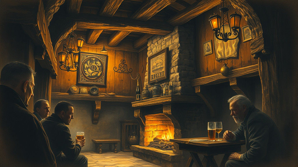 Rustic Tavern "El Farol" in Charcoal Art Style