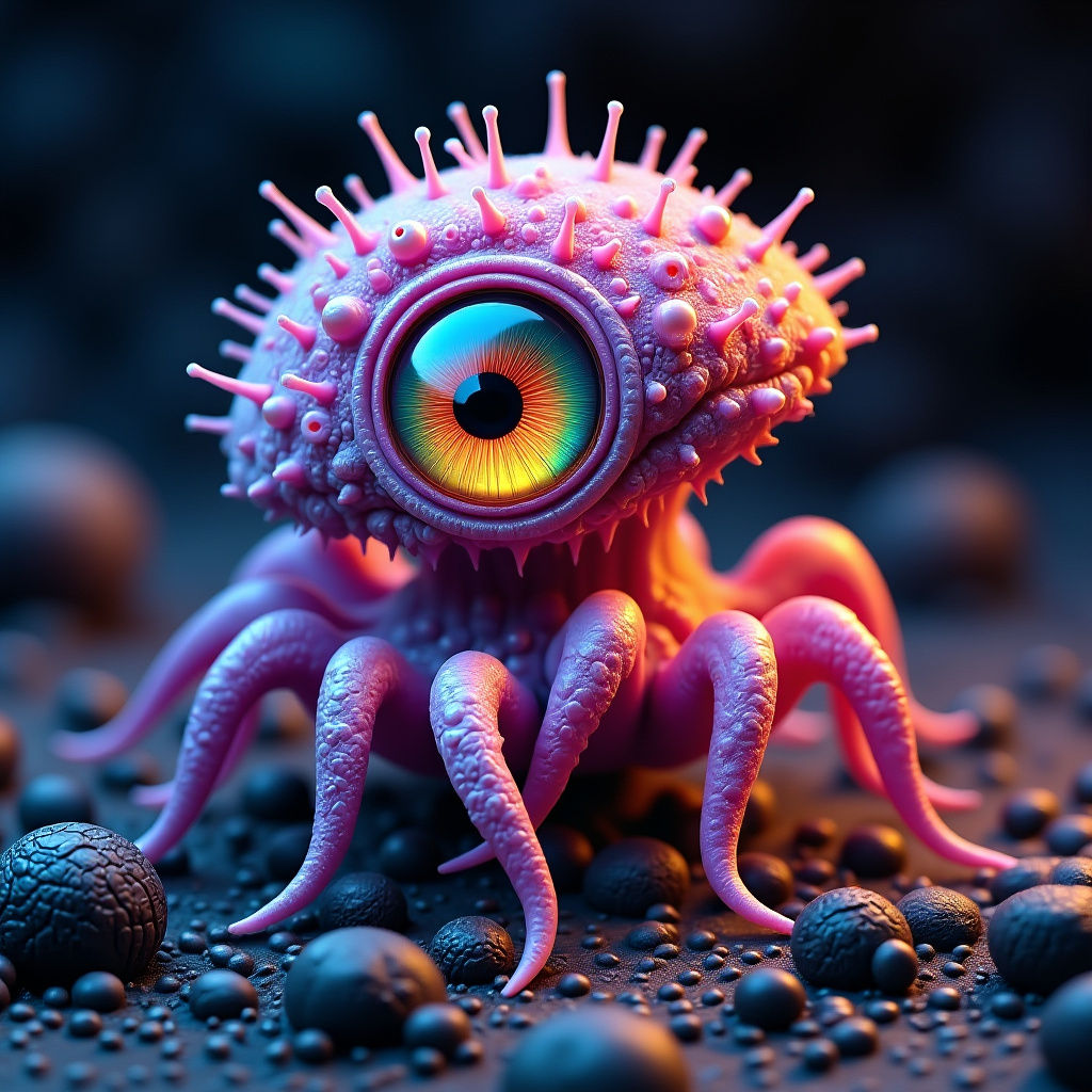 Cute Cybernetic Tredectipi with Glowing Eye