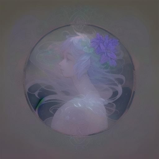 Botanical Illustration of Geometric Flower in Art Nouveau St...