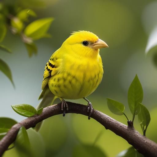 Detailed Close-Up of a Yellow Canary