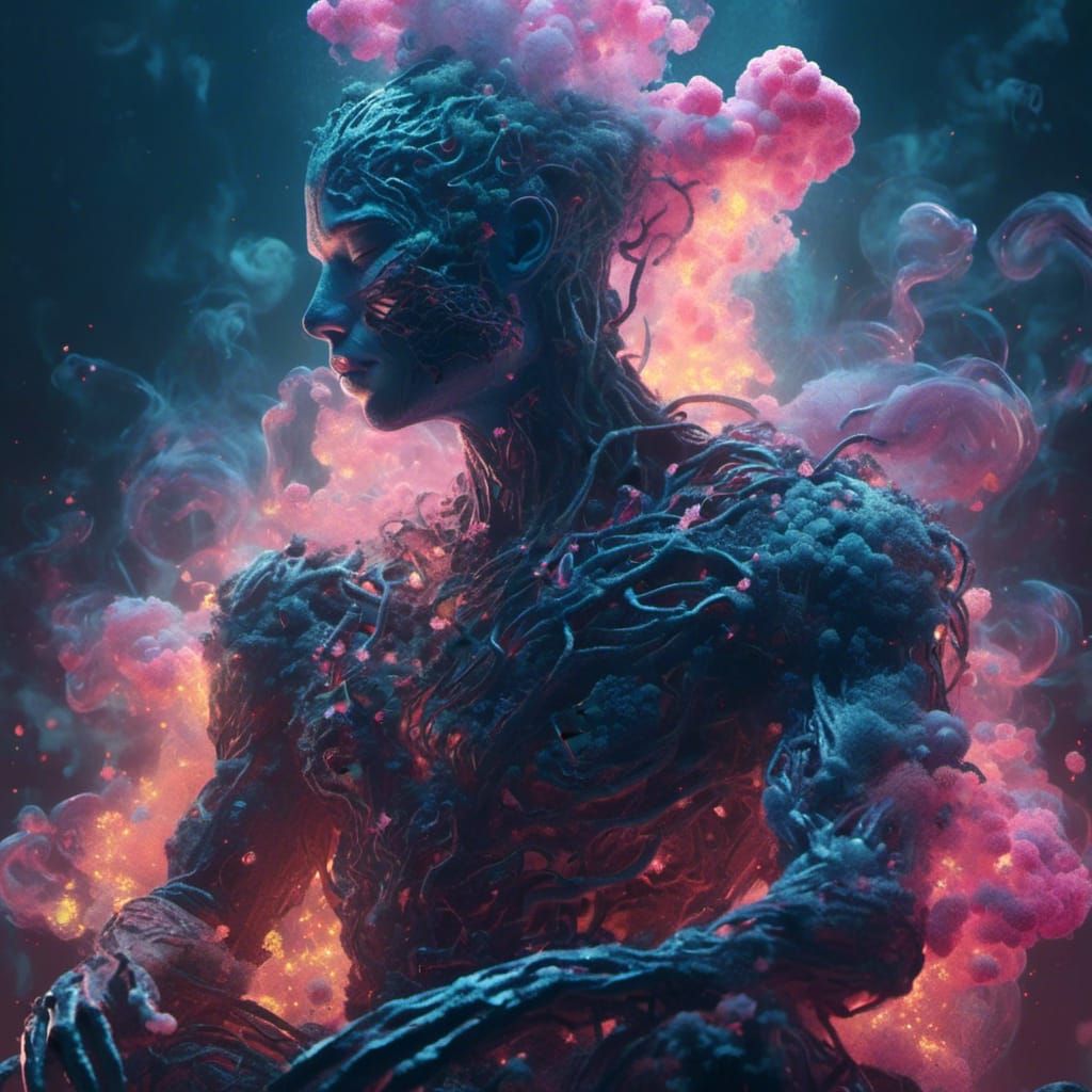 Mystical Smoke Being in Stylized Digital Art