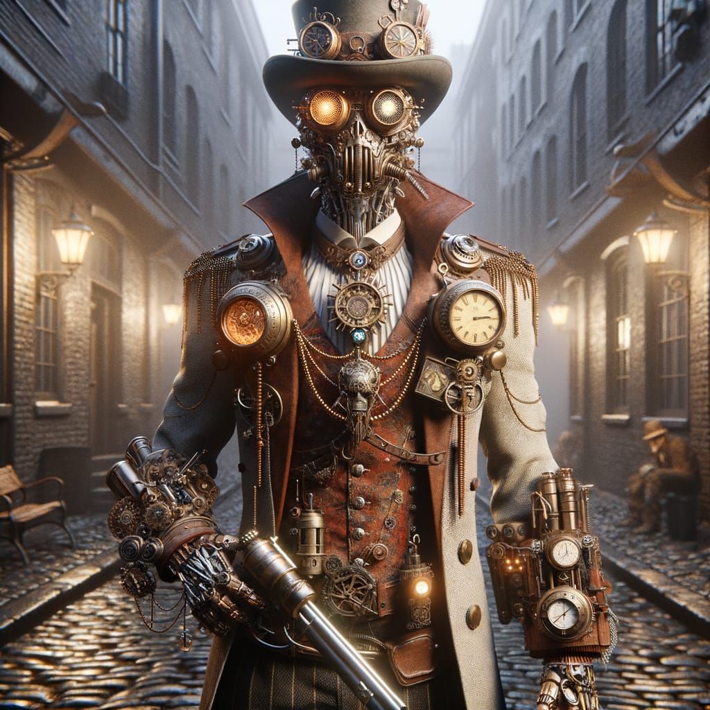 Steampunk Gangster in Grimy Victorian Alley