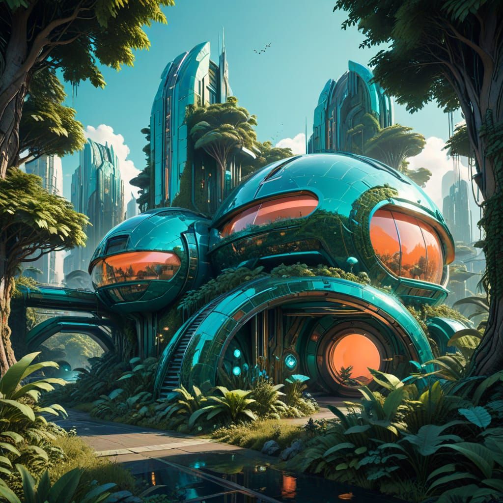 Surreal Eco-Friendly Metropolis Unveils Sustainable Future