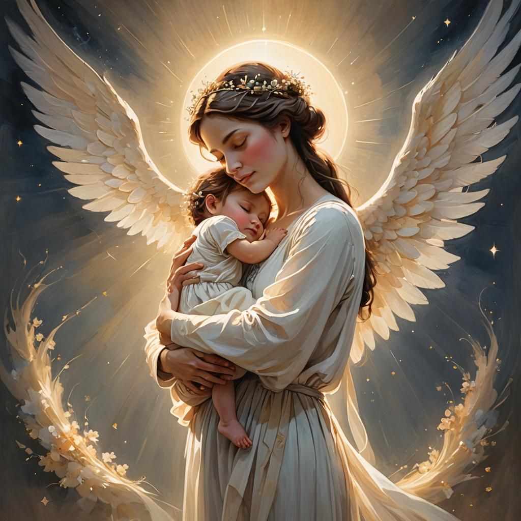 Mother and Child Embrace in Radiant Light