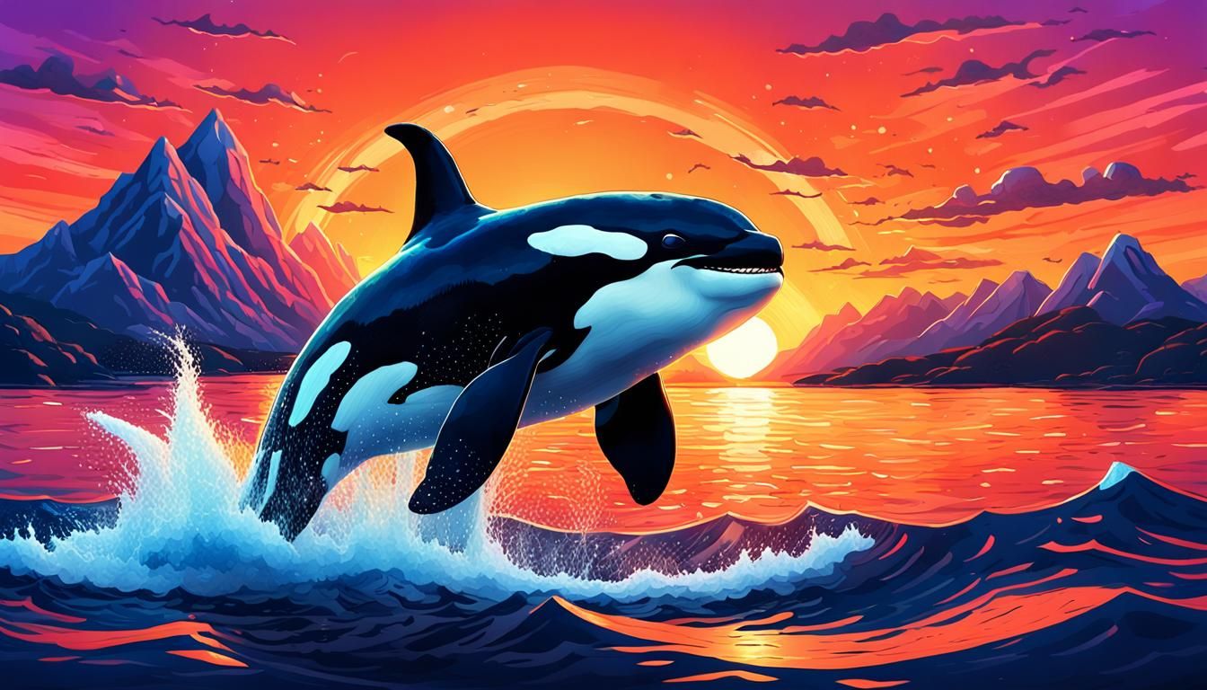 Majestic Orca Leaps in Cartoon Realism