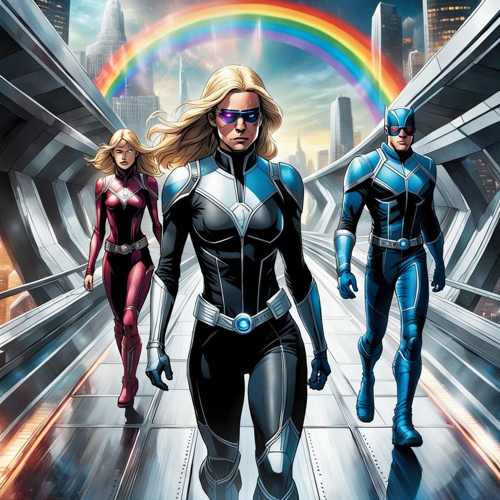 Cyclops and Emma Frost on Bifrost Bridge