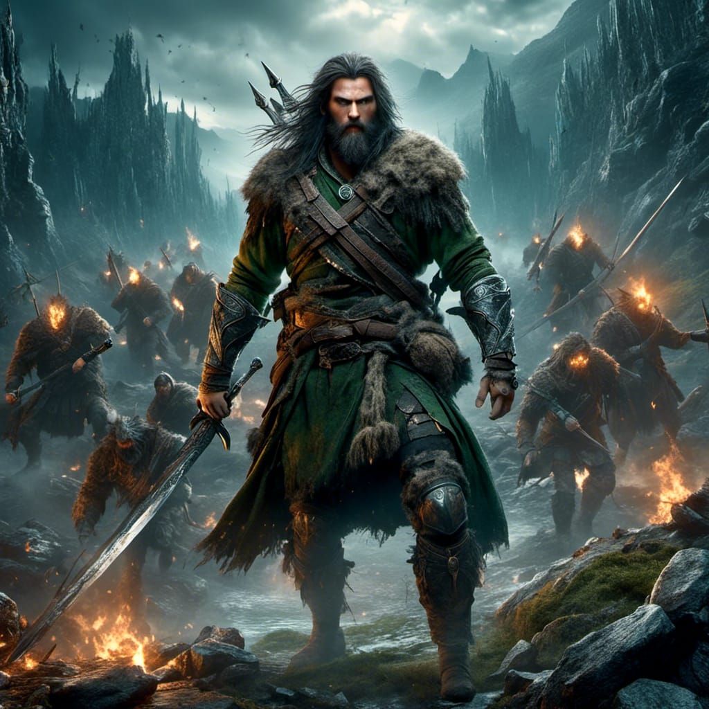 Scottish Highlander Warrior with Claymore Sword