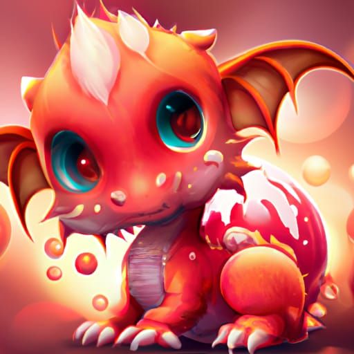 Adorable Baby Ruby Dragon in Digital Illustration Style