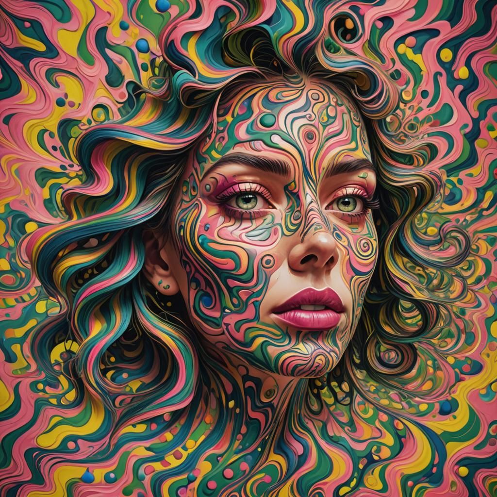 Hypnotic Optical Illusion Art of a Woman