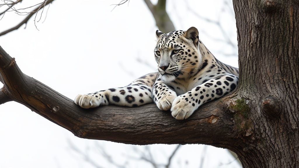 Serene Snow Leopard Contemplation in Natural Light