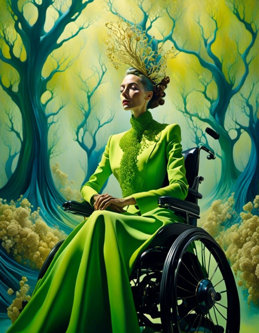 Surreal Woman in Wheelchair Dreamscape