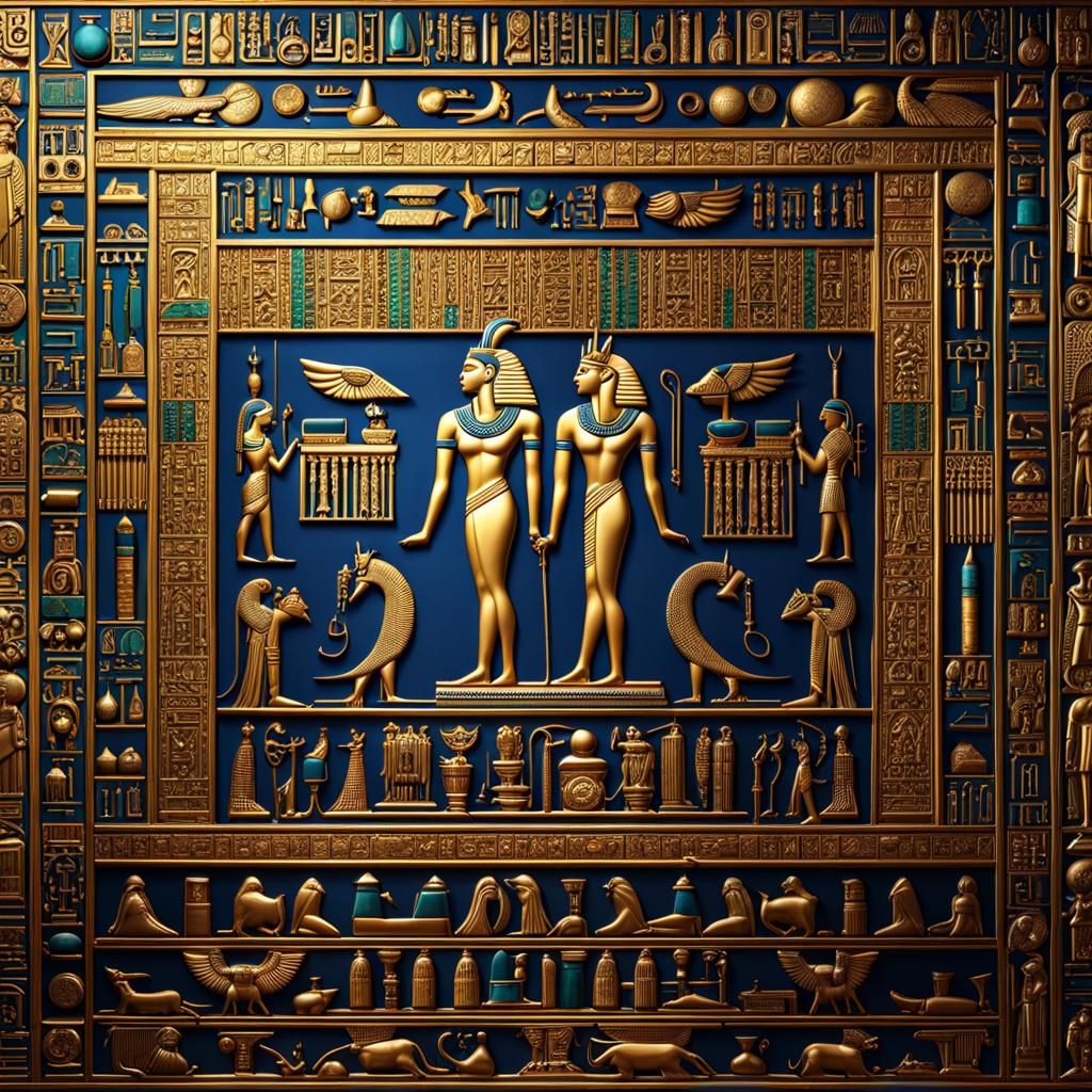 Intricate Egyptian Hieroglyphs in Relief