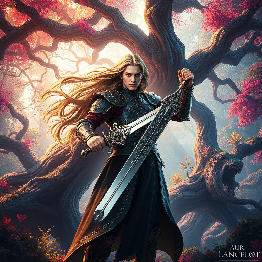 Majestic Lancelot in Dreamlike Forest
