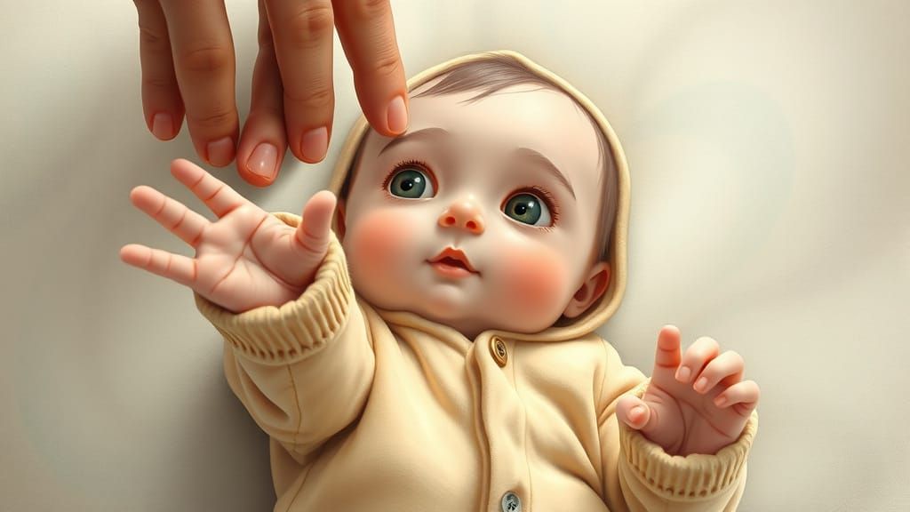 Baby Reaching: Bonding and Trust in Pastel Hues