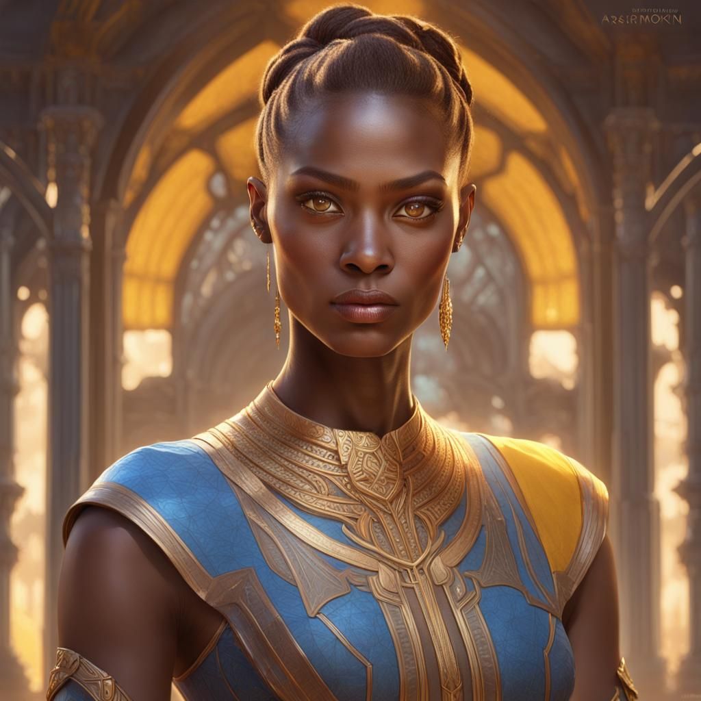 Asari Dress Portrait in Hyperdetailed Concept Art