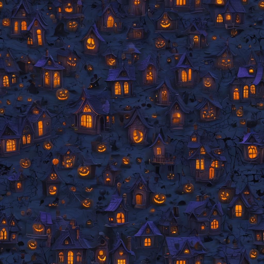 Halloween Night: Children Trick-or-Treating in Burtonesque S...