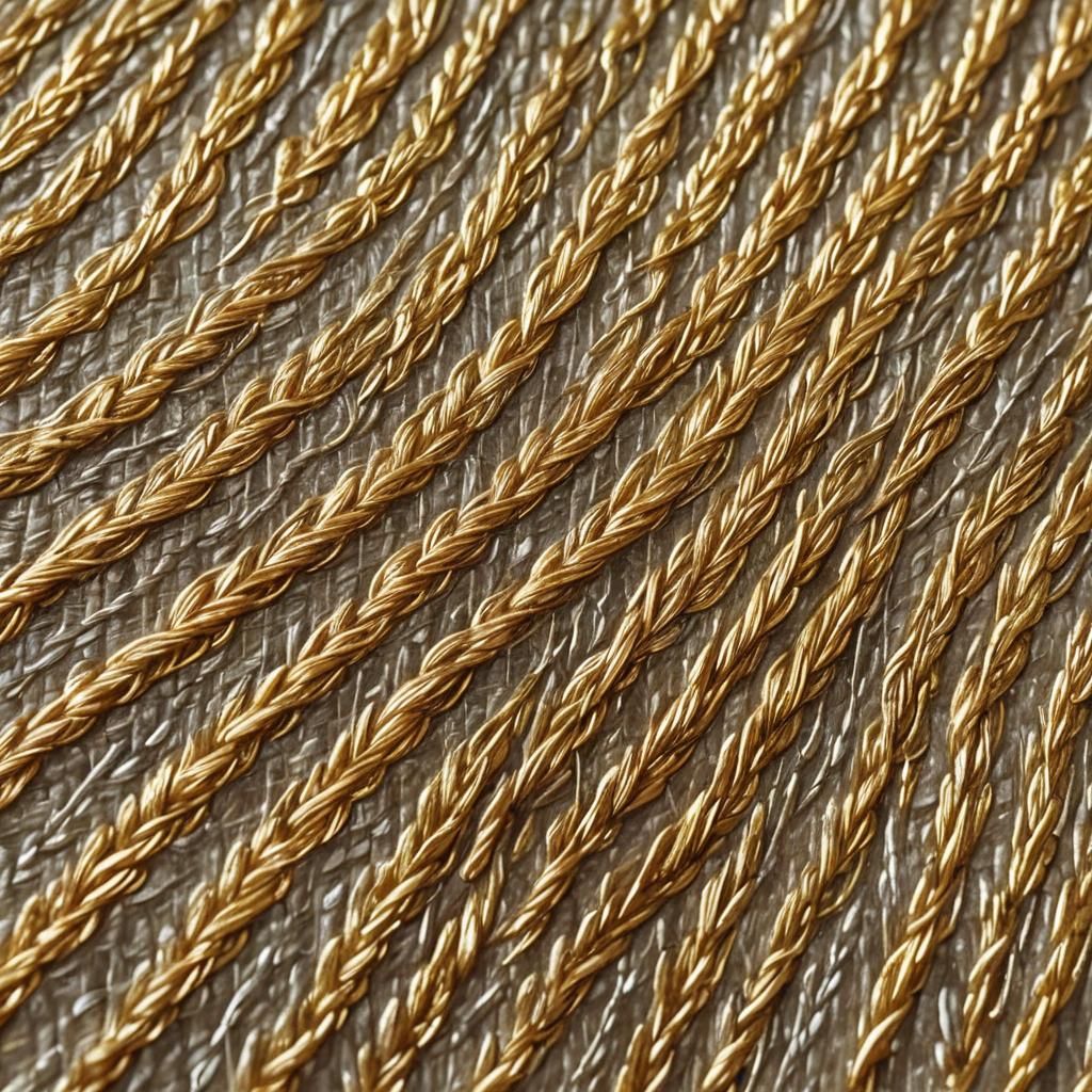 Golden Needle Thread in Woven Fabric