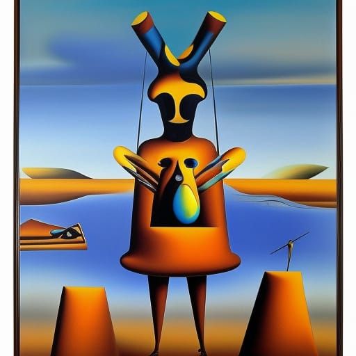 Melting Kachina Doll in Surrealist Style