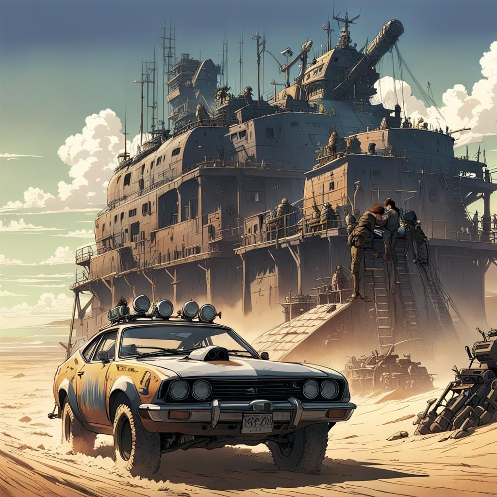 Mad Max in Studio Ghibli Anime Style