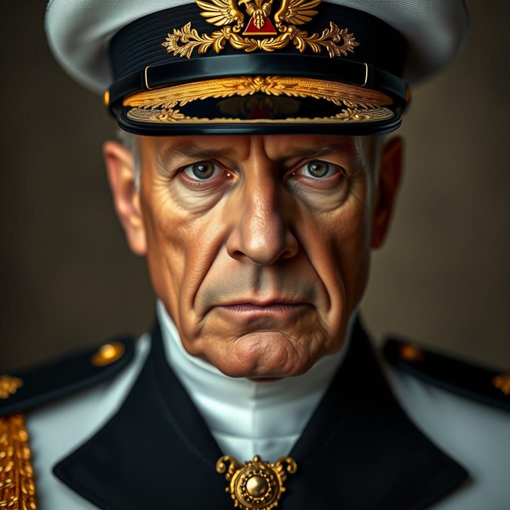 Stern Naval Officer in Elegant Regalia