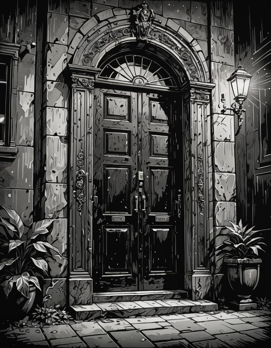 Mysterious Doorway in Dresden: Pen and Ink Illustration