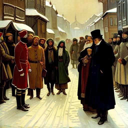 Festive Street Scene Inspired by Historical Masters