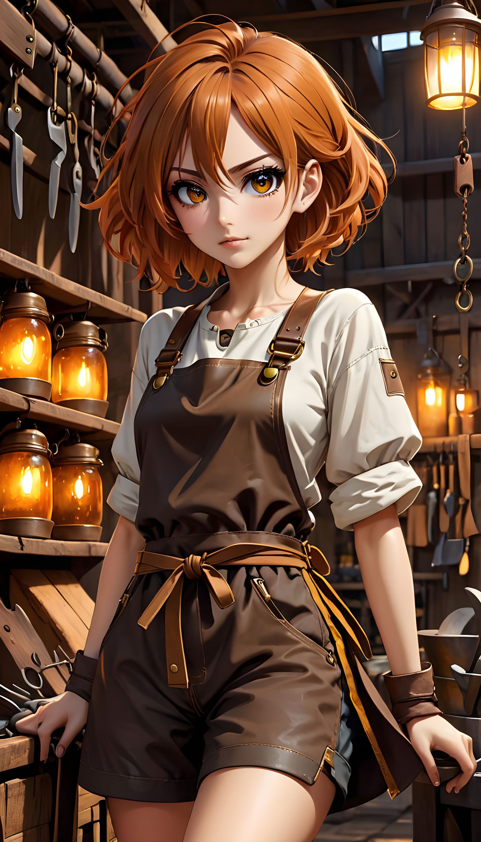 Anime Girl Blacksmith in Exquisite Fantasy Art Style