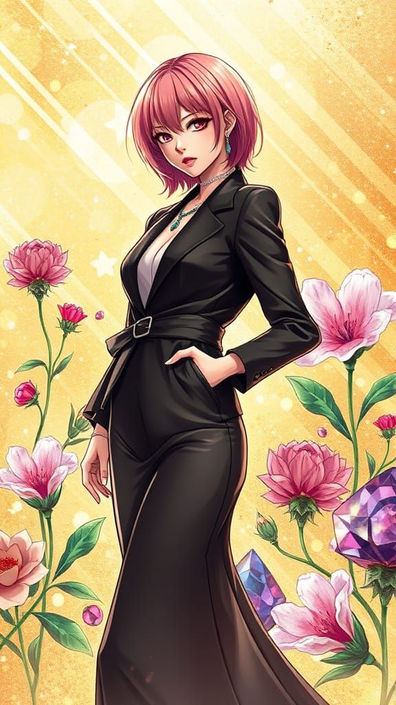 Sakura Haruno as High-Fashion Model in Floral Paradise
