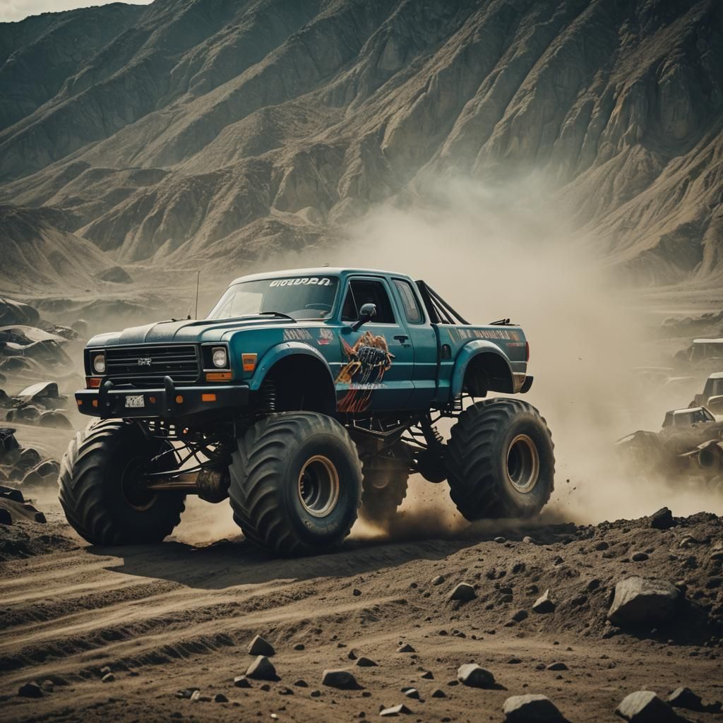 Dramatic Monster Truck in Cinematic Style