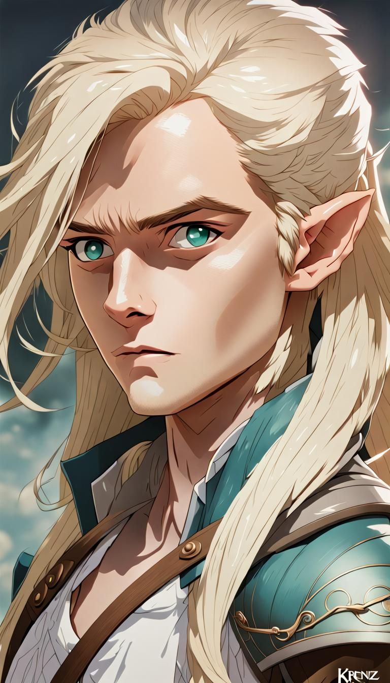 Legolas Manga Portrait in Pastel Colors