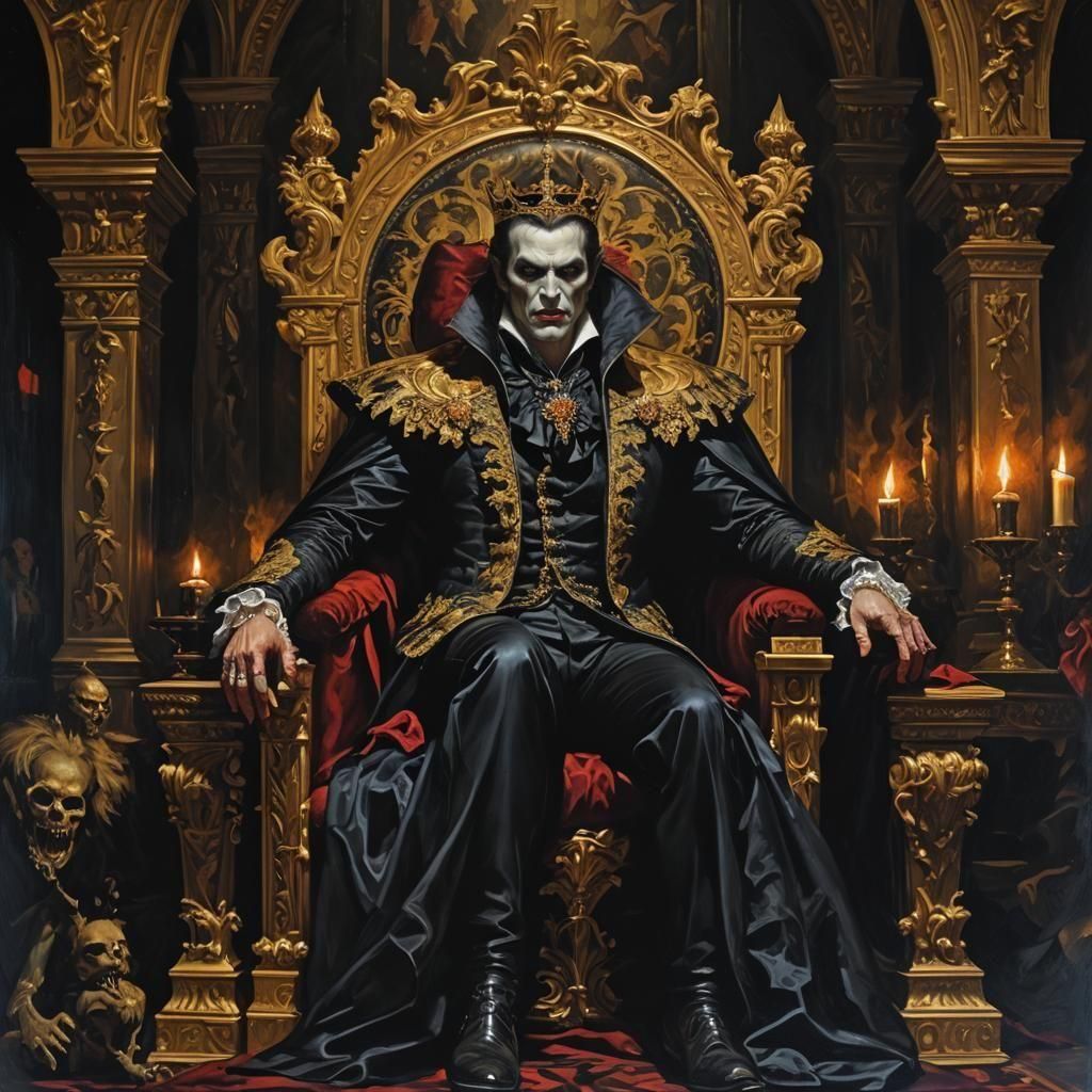 Vampire King Portrait in Oil Painting Style