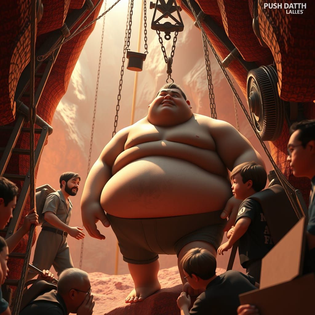 Pixar-Style Rescue of Overweight Man Underground