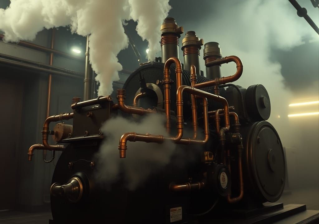 Steampunk Power Generator in Dystopian Sci-Fi Style