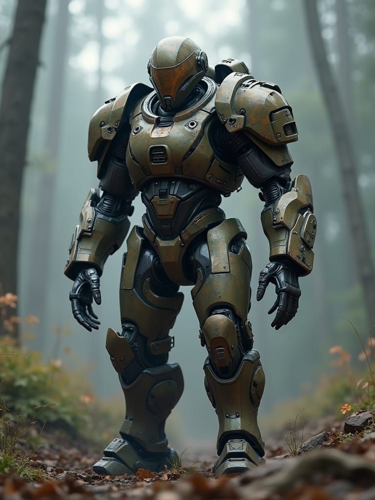 Warforged Battle Armor: Intricate Sci-Fi Mech in 8K
