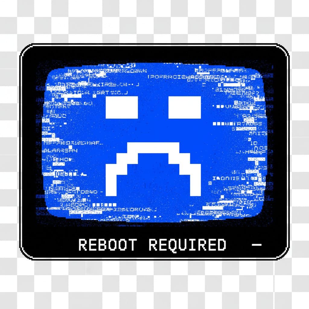 Sad Pixel Art Computer Crash Screen Graphic