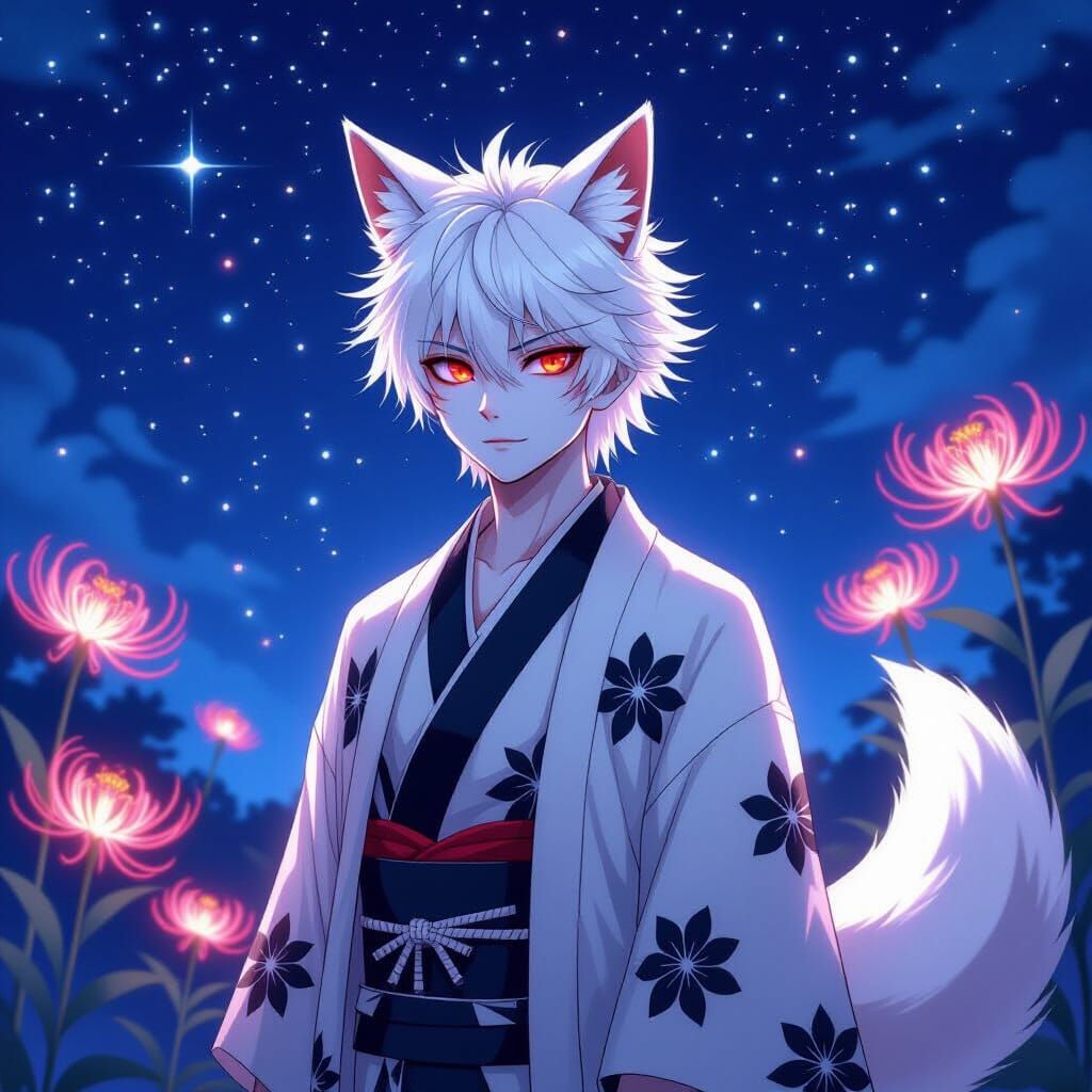 Gintoki Kitsune Under Spider Lily Sky