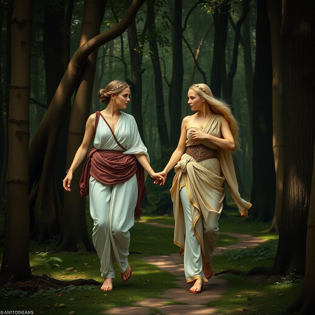 Fairies in Forest: A Renaissance-Style Painting