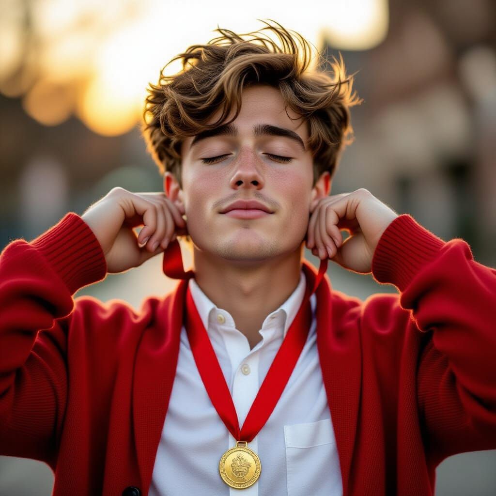 Man Receives Gold Medal in Moody Cinematic Lighting