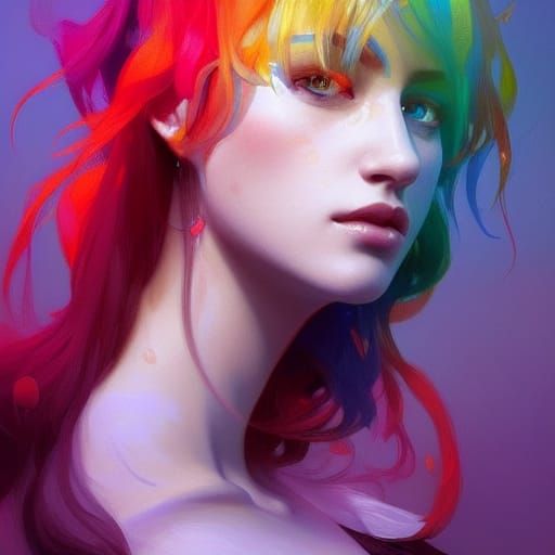 Colorful Portrait in Hyperdetailed Art Nouveau Style