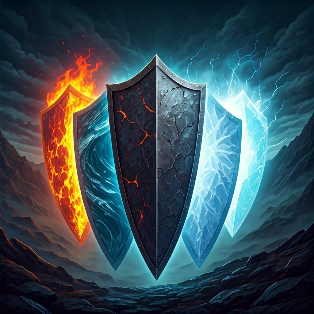 Majestic Elemental Shields Unite in Epic Fantasy